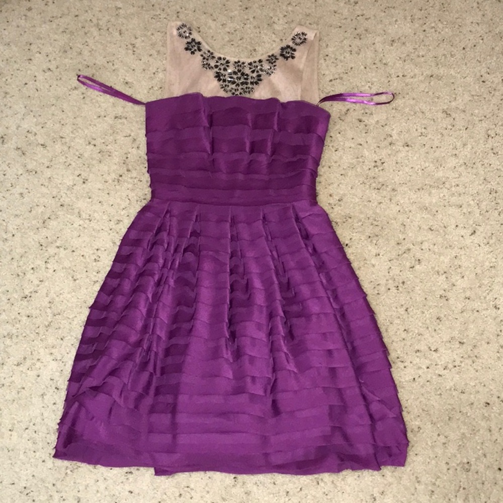 BCBG MAXAZRIA purple ruffle dress